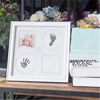 

Wood DIY Newborn Baby Handprint Footprint Non-Toxic Touch Ink Pad Photo Frame Girl Boy Infant Baby Keepsake Gift Decoration