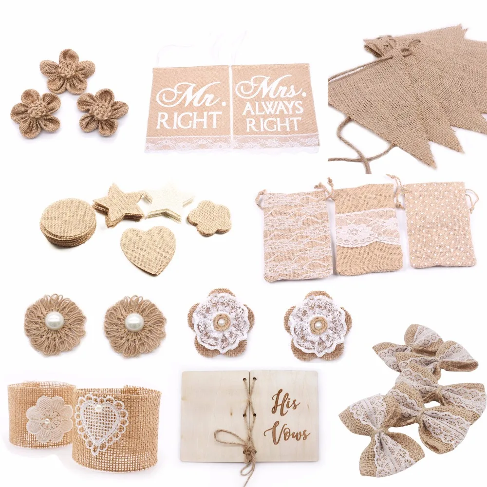 Vintage Hessian Burlap Jute Ribbons Bowknot Flag Flower For Wedding Christmas Party Home Decoration DIY Crafts Accessories Vintage Hessian Burlap Jute Ribbons Bowknot Flag Flower For Wedding Christmas Party Home Decoration DIY Crafts Accessories