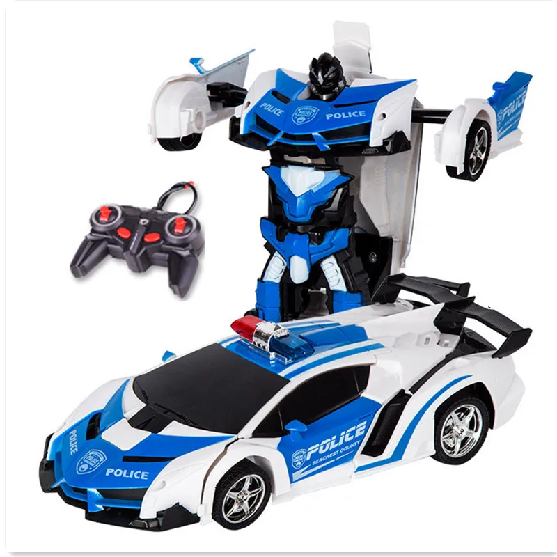 Радиоуправляемый автомобиль-трансформер, спортивный автомобиль Rc 2 в 1, Трансформационные модели роботов, радиоуправляемая Боевая игрушка, детский подарок на день рождения - Цвет: Синий