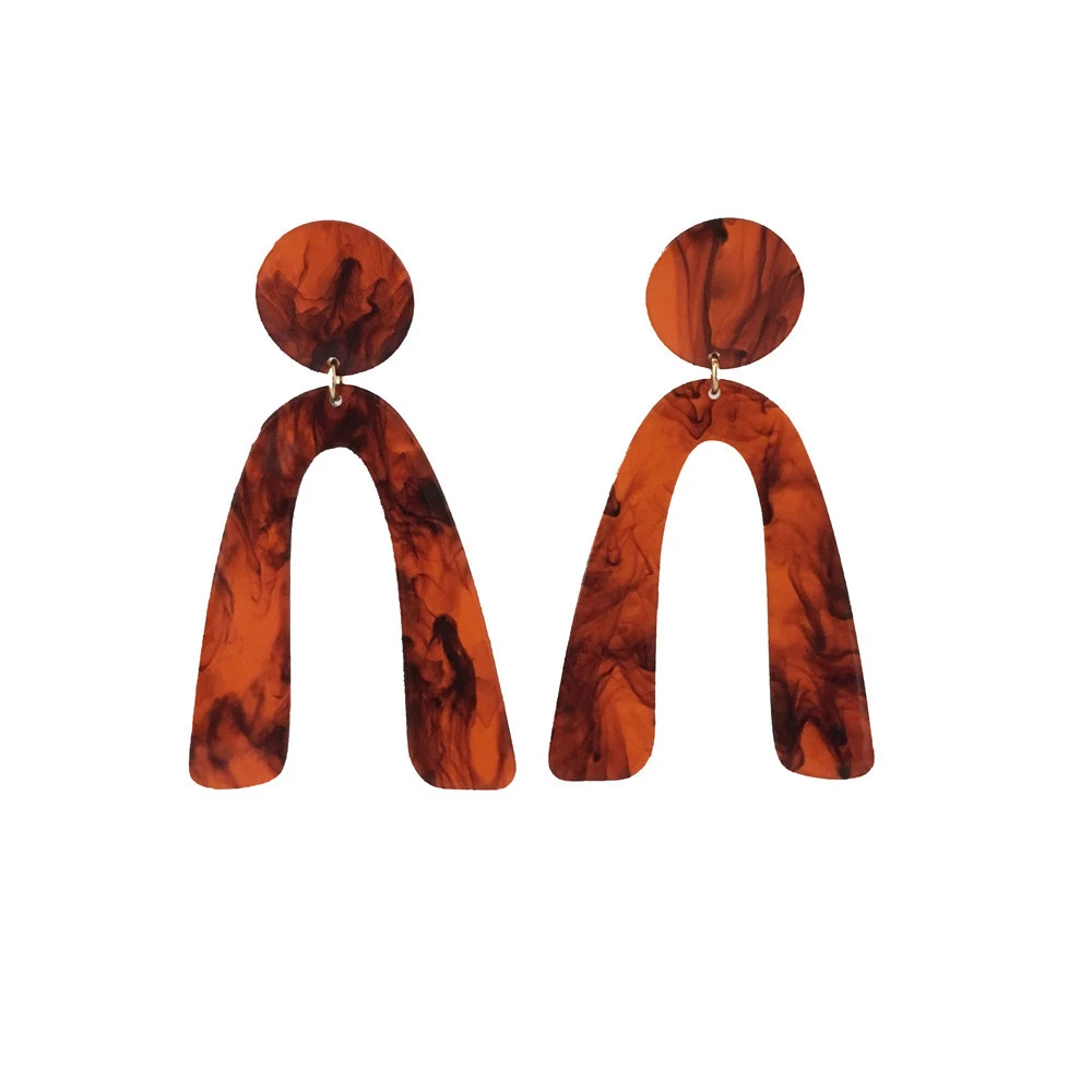 

TRENDY WOMEN BURGUNDY COLOR "U" SHAPE DROP EARRINGS