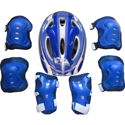7pcs Kid Child Roller Skating Bike Helmet Knee Wrist Guard Elbow Pad Pieces Children Roller Skating Head Skateboard Knee Pads