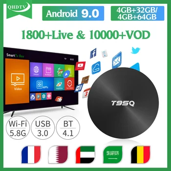 

French Arabic IPTV subscription T95Q Android 9.0 QHDTV IPTV France H.265 4K BT 4.1 IPTV Spain arabic Belgium no app included