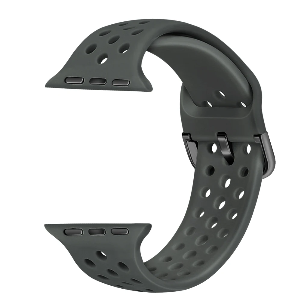 Olive Модный силиконовый ремешок для Apple Watch 42 мм 38 мм 40 мм 44 мм серия 5 4 спортивный дышащий браслет для iWatch Band 3 2 1 - Цвет ремешка: Olive