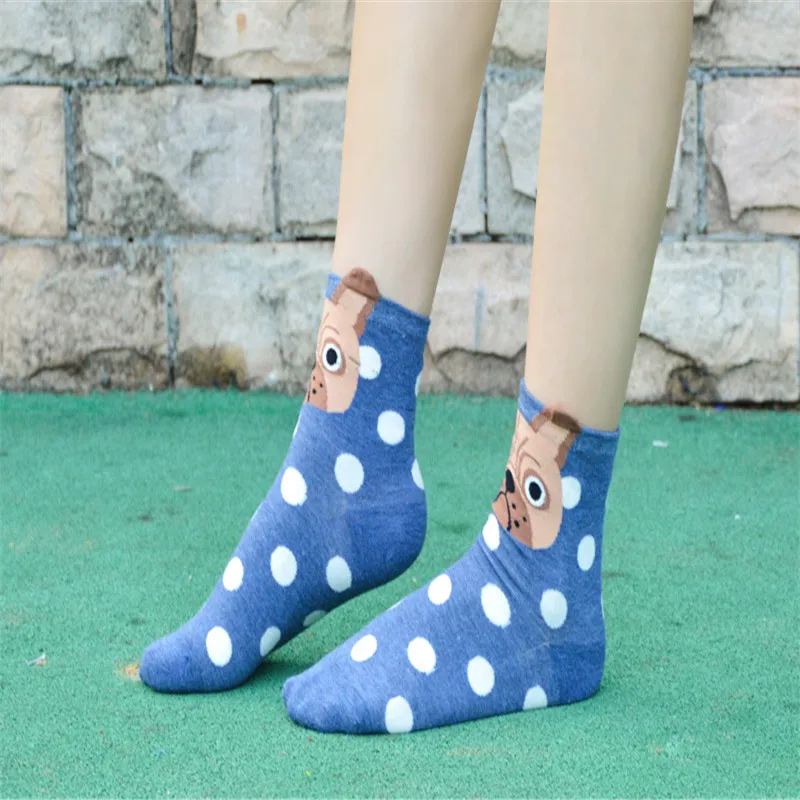 Магазин Crazy Fly осенние и зимние женские носки с ушками серия с персонажами из мультфильмов о животных милая собака kawaii Harajuku стиль забавные носки подарки означает