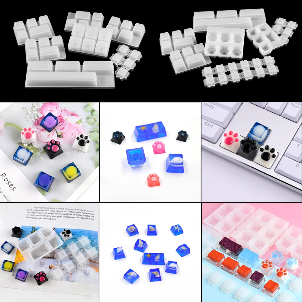 

1pcs Mechanical Keyboard Key Cap Silicone Molds UV Crystal Transparent Epoxy Molds For DIY Handmade Crafts Making Tools Molds