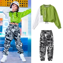 Костюм для джазовых танцев для девочек осенние детские костюмы для танцев в стиле хип-хоп, Одежда для танцев на год SL2200