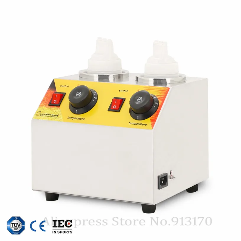 

Electric Hot Chocolate Warmer Sauce Heater Stainless Steel Double Bottles Soy Jam Heater Filling Machine 220V 110V 0.4kw CE