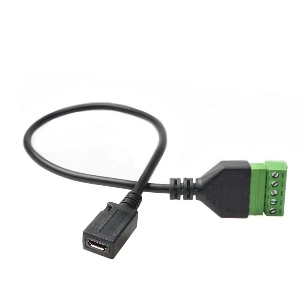 USB 2,0 Мужской Женский B Micro usb mini usb type-c до 5 Pin/Way Женский болт винтовой щит клеммы подключаемый кабель 0,3 м/30 см - Цвет: Micro usb Female