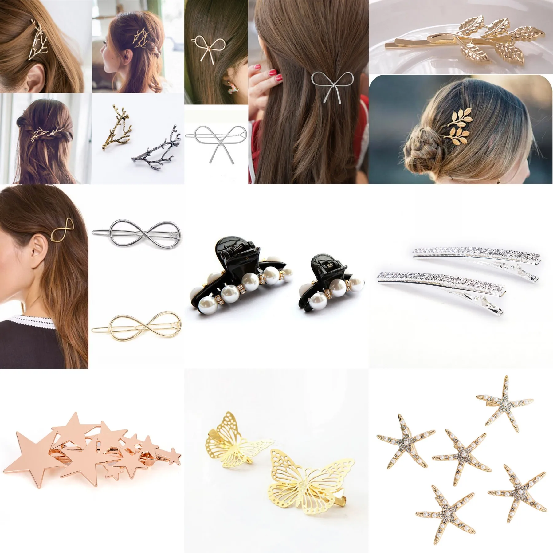 

Woman Shiny Crystal Rhinestones Hairpins Barrettes Pearl Hair Clips Hairstyle Design Styling Tool Hair Accessories