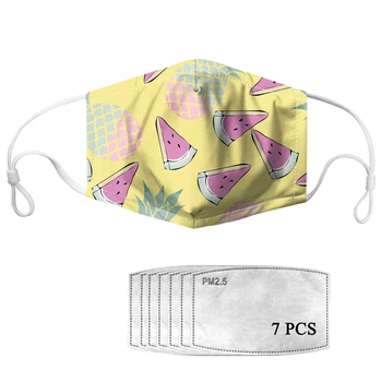 

Pineapple Watermelon Pattern Print Women Mouth Mask Anti Dust-proof Breathable PM2.5 Face Nose Masks Cover with PM2.5 Filter