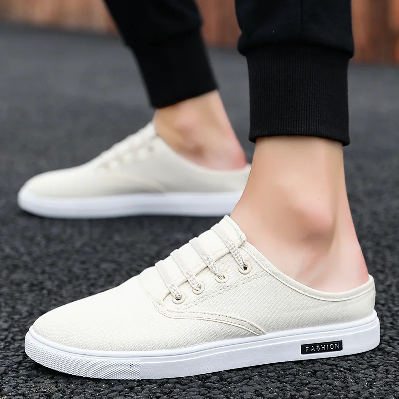 

2019 Summer New Style Men Slipper Sandals Korean-style Trend Closed-toe Breathable Canvas Slipper Shoes Lightweight Casual