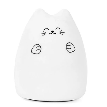 

Mini Cute Cartoon Cat Shaped Pat Light Lamp Soft Silicone Night Light for Kids Toy Gifts Room Decor(Lucky Cat)