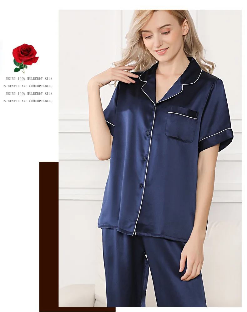 19 momme silk women shorts pajamas sets short sleeves trousers fashion elegant pure color women pyjamas shorts pijamas