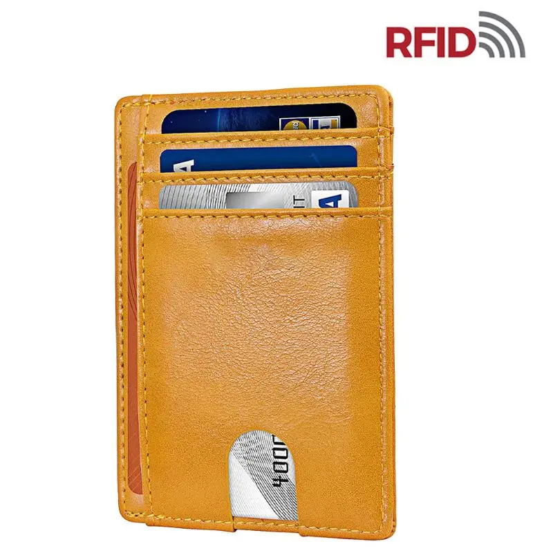 Тонкий RFID блокирующий кожаный бумажник минималистичный кредитный кошелек для денег и карт держатель унисекс Модная Сумка вмещает до 12 карт и банковских карт