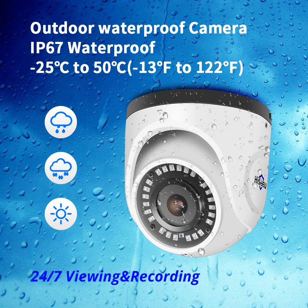  Hiseeu 4K POE IP Camera Audio 8MP Waterproof Indoor Network Dome Security CCTV Camera IR H.265 CCTV