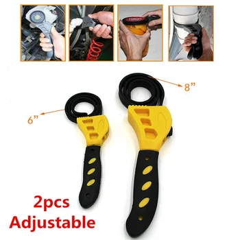 

2PCS Adjustable Rubber Strap Car Truck Oil Filter Open Bottle Cap Wrench Tool