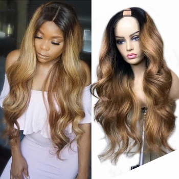 

Honey Blonde Chinese Hair U part Wigs for Women Body Wave 200Density Thick And Full U part Wigs with Clips Machine Made Wigs