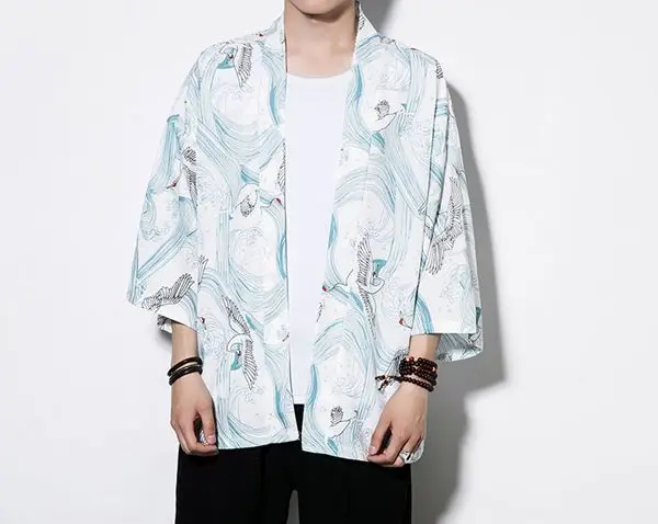 

Novelty Literary Japanese Kimono Yukata Man Japanese Short Robe Loose Sunscreen Gown Chinese Element Cardigan Kimono Haori
