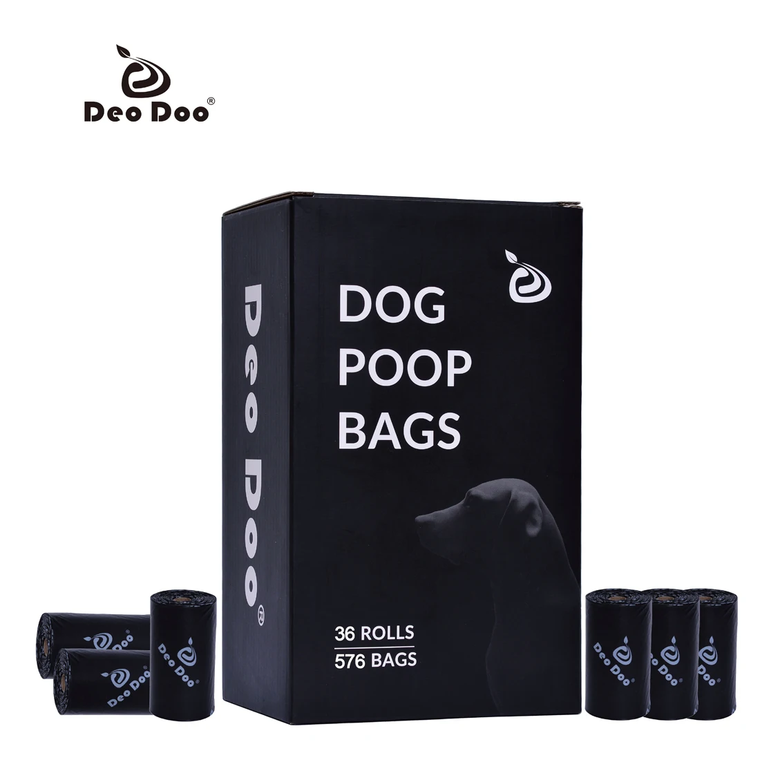 DeoDoo Dog Poop Bags biodegradabile Extra spesso forte Biobase Dog-Friendly Doggie Black Cat sacchetti per rifiuti