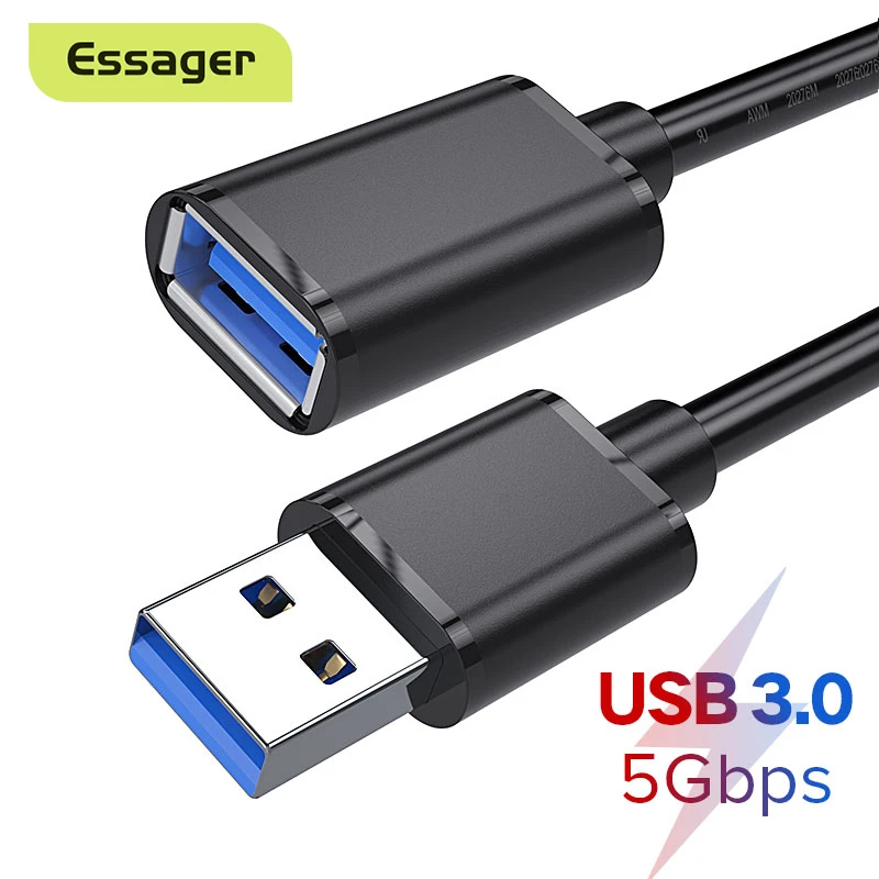 Essager-Cable de extensión USB 3,0 2,0, Extensor macho a hembra para Smart TV, PS4, Xbox One, portátil, Cable de datos Extensor