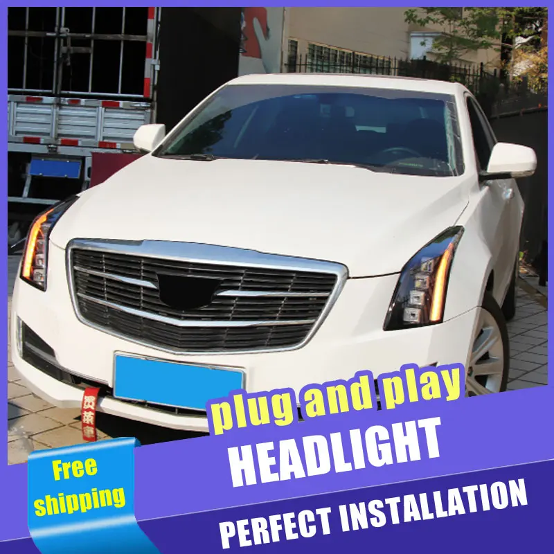 Online 2PCS Auto Stil LED scheinwerfer für Cadillac ATS 14 18 für ATS kopf lampe alle LED DRL Objektiv doppel Strahl H7 HID Xenon bi xenon objektiv