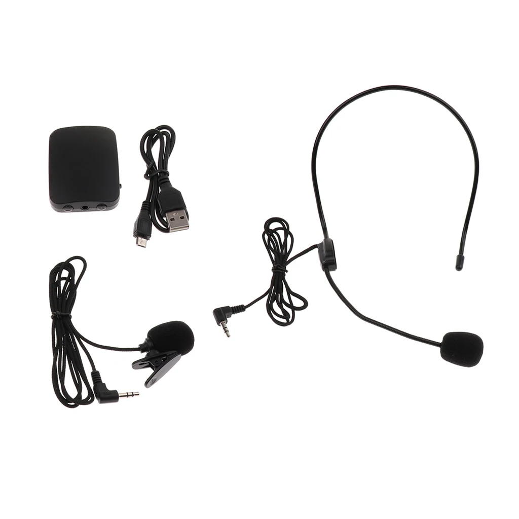 A Set Wireless Headset Microphone USB Lavalier Mic for Stage Performance
