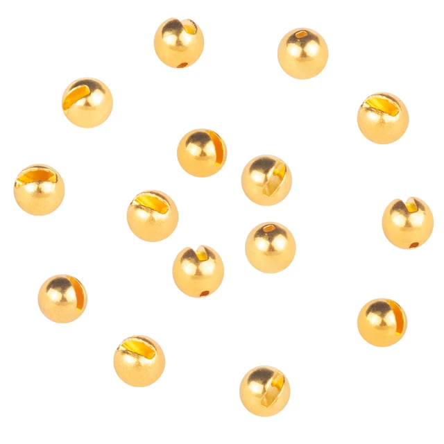 MUUNN 100pcs 3.8-6.4mm Tungsten Slotted Beads Fly Tying Material Multi-Color Fly Fishing Tungsten Beads  Fishing Weights GOLD