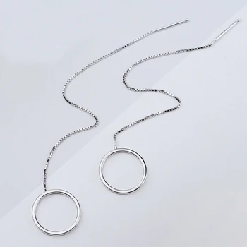 

Minimalist 925 Sterling Silver Earrings For Women Geometric Triangle Round Square Long Tassel Drop Earrings Jewelry Ear Line