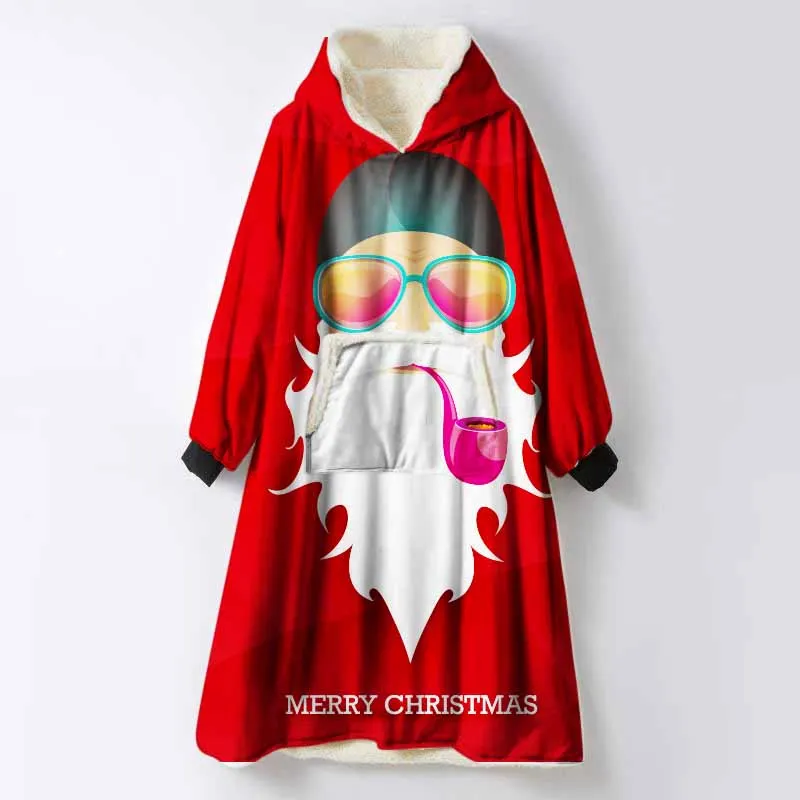 COLOR 25 Merry Christmas Лось с капюшоном одеяло для взрослых толстый дорожный свитер кровать диван одеяло с рукавами верхний пуловер с капюшоном плед - Цвет: COLOR 25
