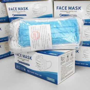 

EMS Ship ! 500 Pcs 3 Layers Mask dust-Proof Melt-Blown Masks Disposable Face Masks Ear Loop Blue Color Breathable Sanitary Masks