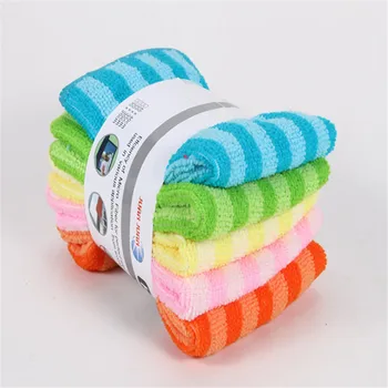 

Microfiber Wipes Car Wash Dishwashing Cloth 5pcs Set Of New Kitchen Cleaning Double-sided Stripe Absorbent Dish Towel Karcher