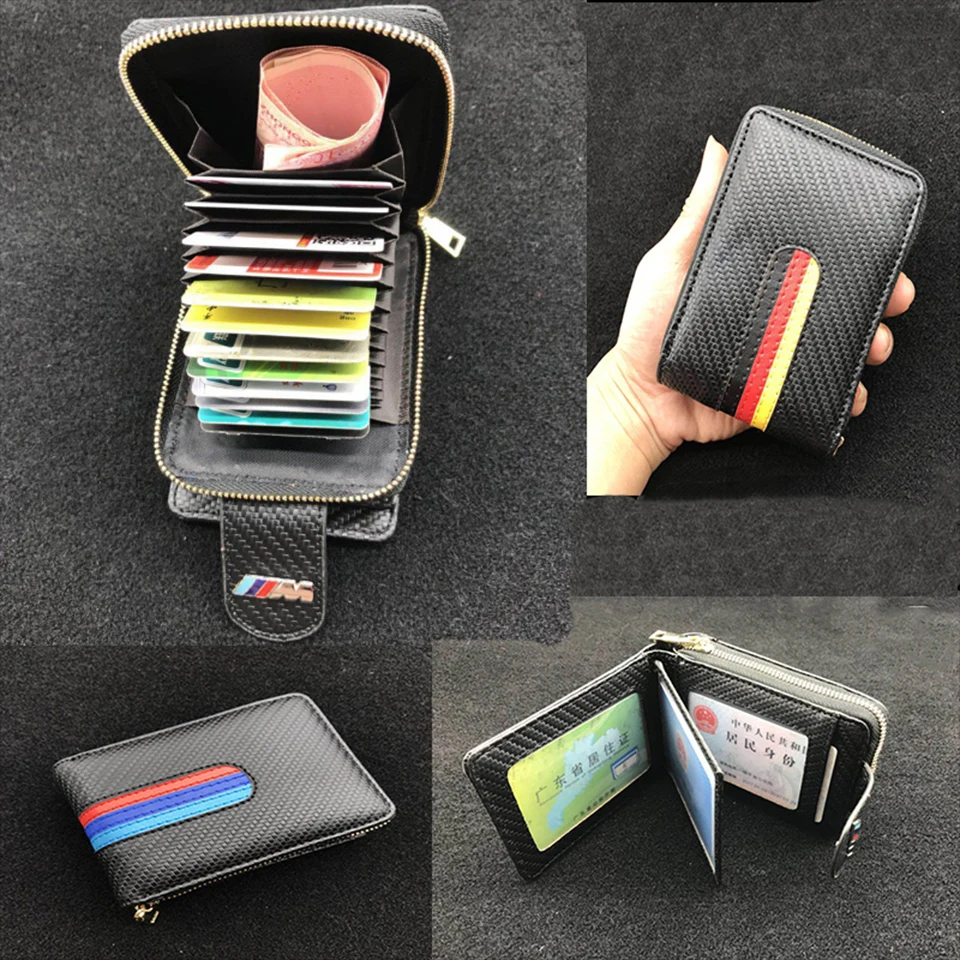 Leather Sport Car Key Wallet Card Holder Bag For Mitsubishi Lancer 10 ASX Pajero X Ford Focus 2 3 Fiesta Citroen C4 C5 C3