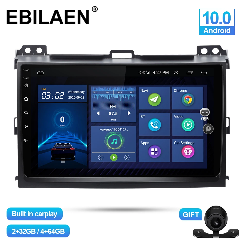 Автомобильный мультимедийный плеер на Android 10 0 для Toyota Land Cruiser Prado 120 2004-2009