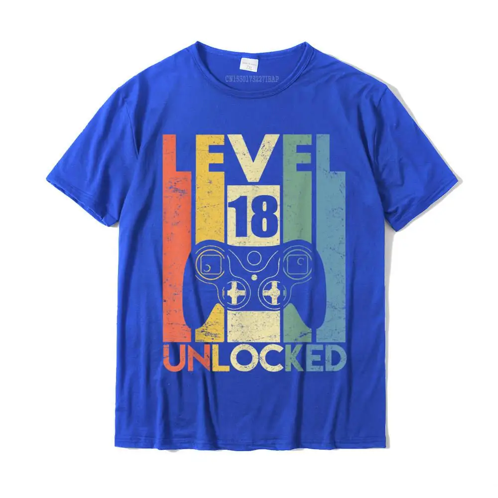  Man Top T-shirts Group Birthday Tops Shirts 100% Cotton O Neck Short Sleeve Printed T Shirt Labor Day Drop Shipping Level 18 Unlocked Tshirt 18th Video Gamer Birthday Boy Gifts T-Shirt__MZ23768 blue