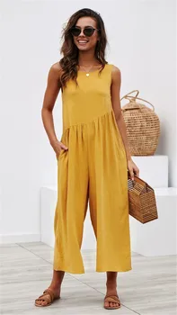 

tank jumpsuit backless women rompers solid overalls combinaison femme monos mujer verano ropa summer woman casual jumpsuits