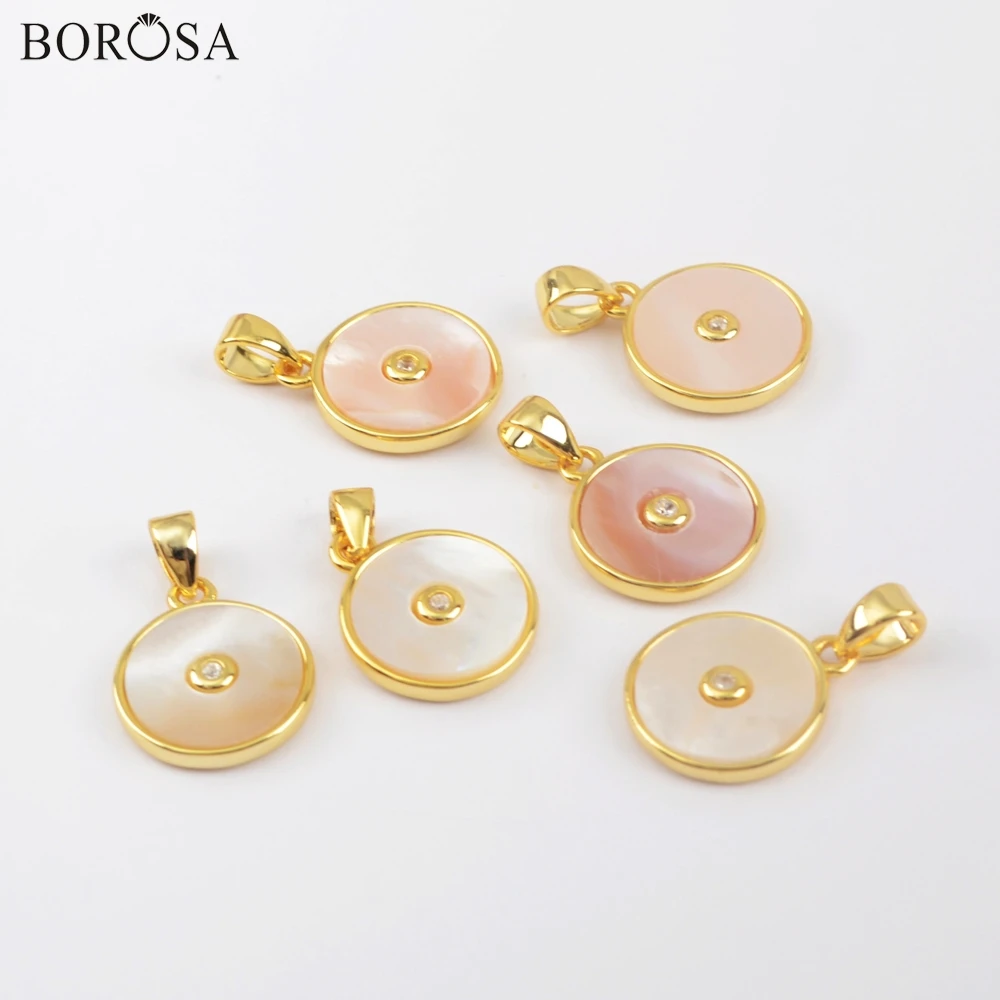 Кулоны из натуральных ракушек BOROSA Золотая подвеска ожерелье перламутра