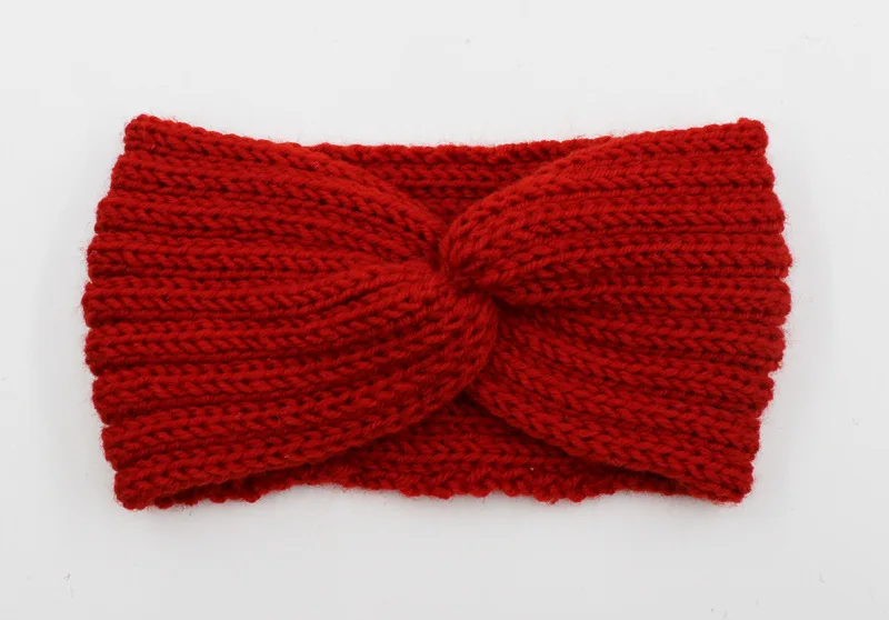 Зимняя теплая вязаная повязка на голову с ушками, тюрбан для женщин, вязанные крючком стразы, повязка на голову, аксессуары для волос - Цвет: WK16