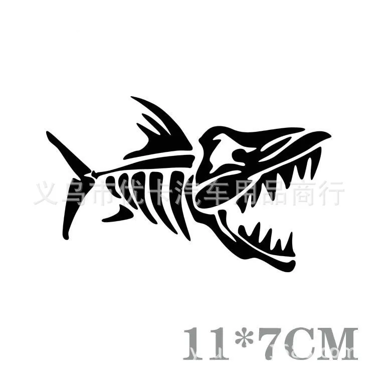 AliExpress Hot Selling Reflective Car Fish Adhesive Paper Fish Bumper Stickers Hollow out Fish Cool Fishbone Adhesive Paper Wate