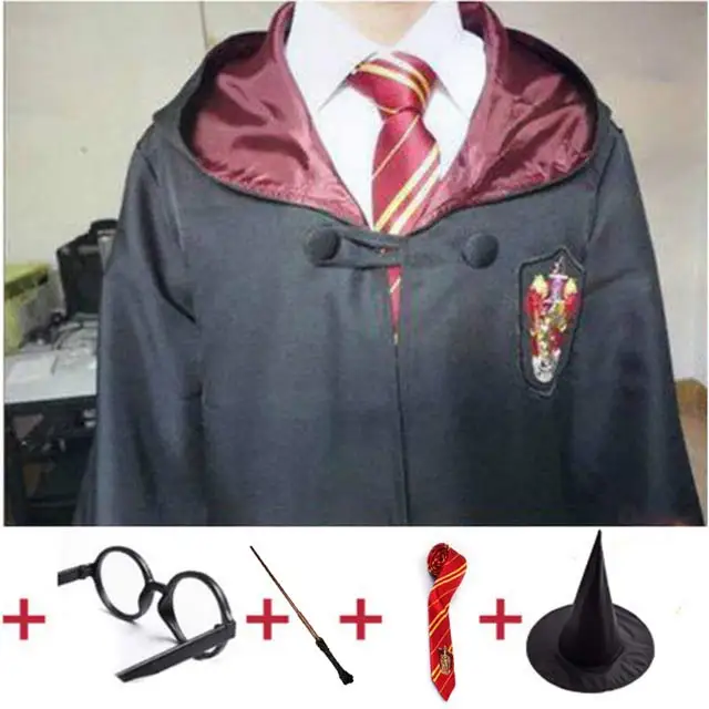 Gryffindor full Set1 Ravenclaw косплей на Гриффиндор Hufflepuff костюм Слизерин Поттер халат плащ с галстуком шарф Поттер Костюм - Цвет: Gryffindor full Set1