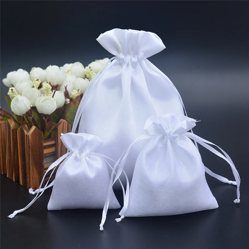 Bolsa satén cordón, embalaje de tela de seda dulces, joyas, collares, anillos, cuentas, 7x9, 10x12, 16x20 cm, 10 unids/lote|Envoltorios y bolsas de regalo| - AliExpress