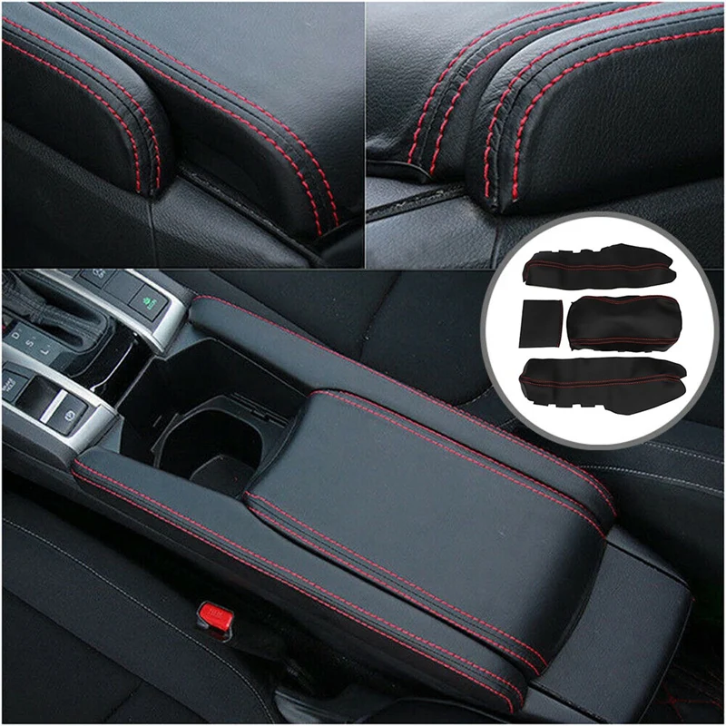 

4Pcs Car PU Leather Center Armrest Box Case Cover Trim for Honda Civic 10Th 2016-2020