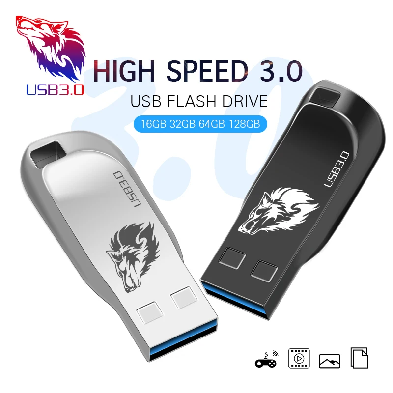 Металлический usb флеш накопитель в виде головы волка 3 0 дюйма 4 ГБ 8 64 128 ГБ|USB