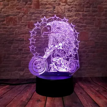 

Flashing 3D Illusion Led Lamp LED 7 Colors Changing Nightlight Desk Motorcycle Eagle Figure Toys