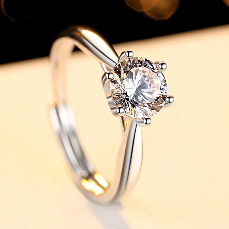 Настоящее 925 пробы серебро 1ct предложение кольцо для женщин Lover Girlfriend Solitaire AAA циркон камень зубец настройки кольцо ювелирные изделия