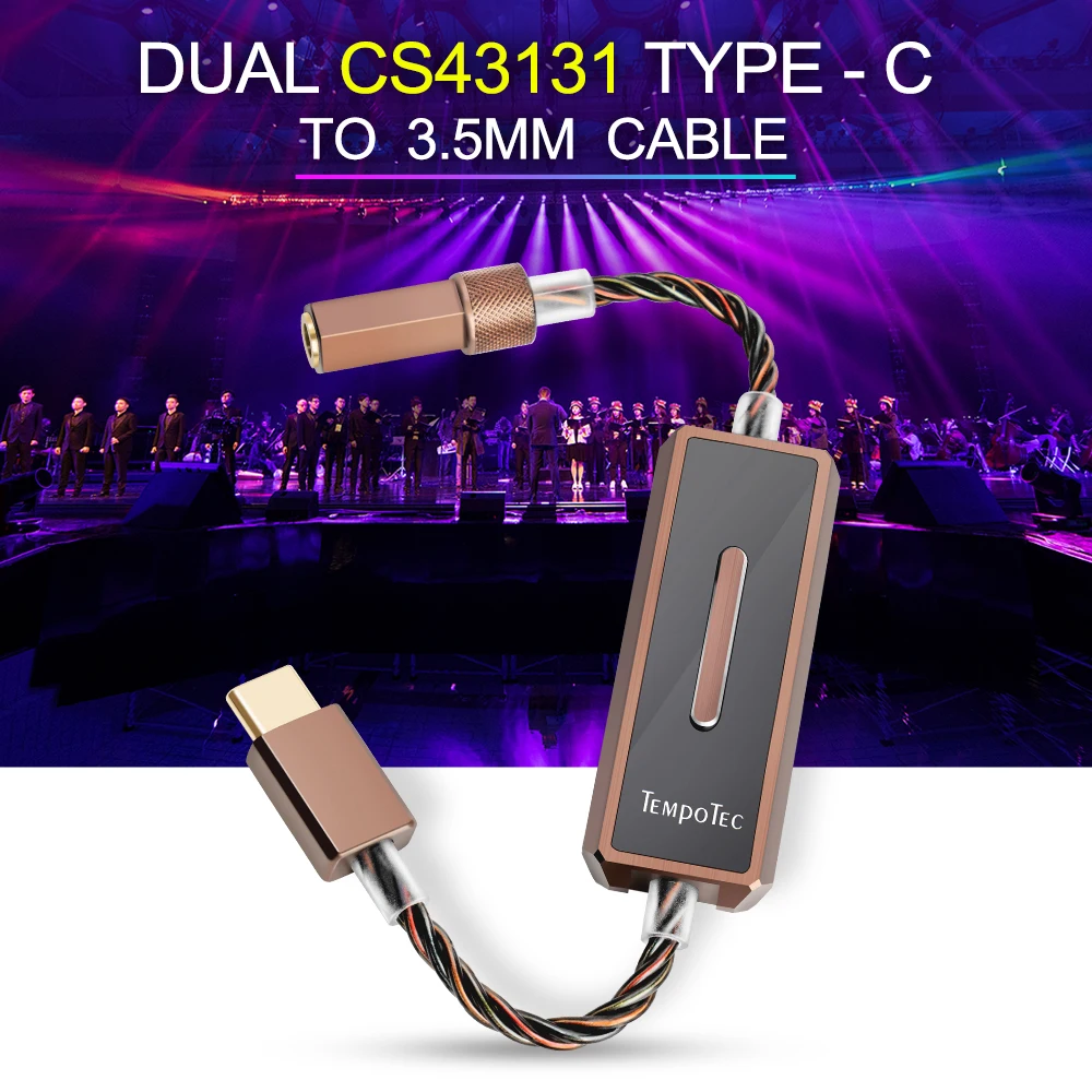 TempoTec Sonata E35 Type C To 3.5MM Headphone Amplifier AMP PCM32bit/384kHz&DSD256 For Android Phone&PC MAC  DAC DUAL CS43131