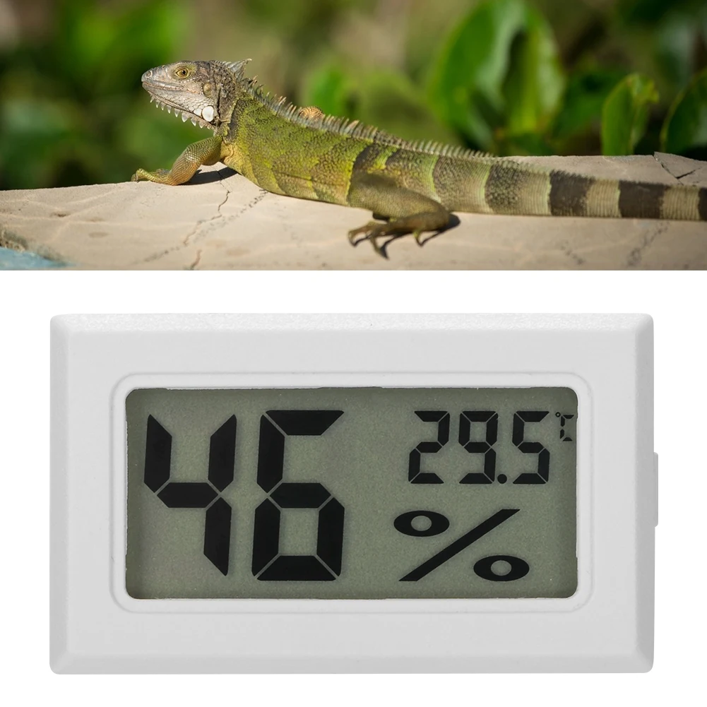 Mini termómetro Digital LCD para terrario para reptiles, higrómetro para reptiles y mascotas, medidor de humedad con Sensor de temperatura para pecera integrado