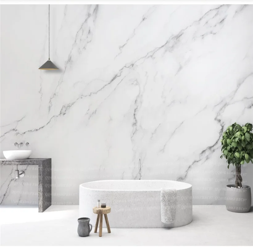

White gray marble background wall texture stone grain custom wallpaper mural 8D waterproof wall covering