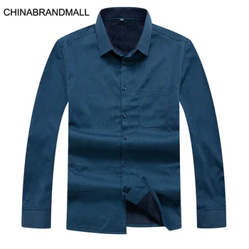 

Super Fat Man Plus Fat Plus Size Winter Plus Velvet Thicken Shirt Middle Age Male Keep Warm Backing Cotton Shirt Leisure Top