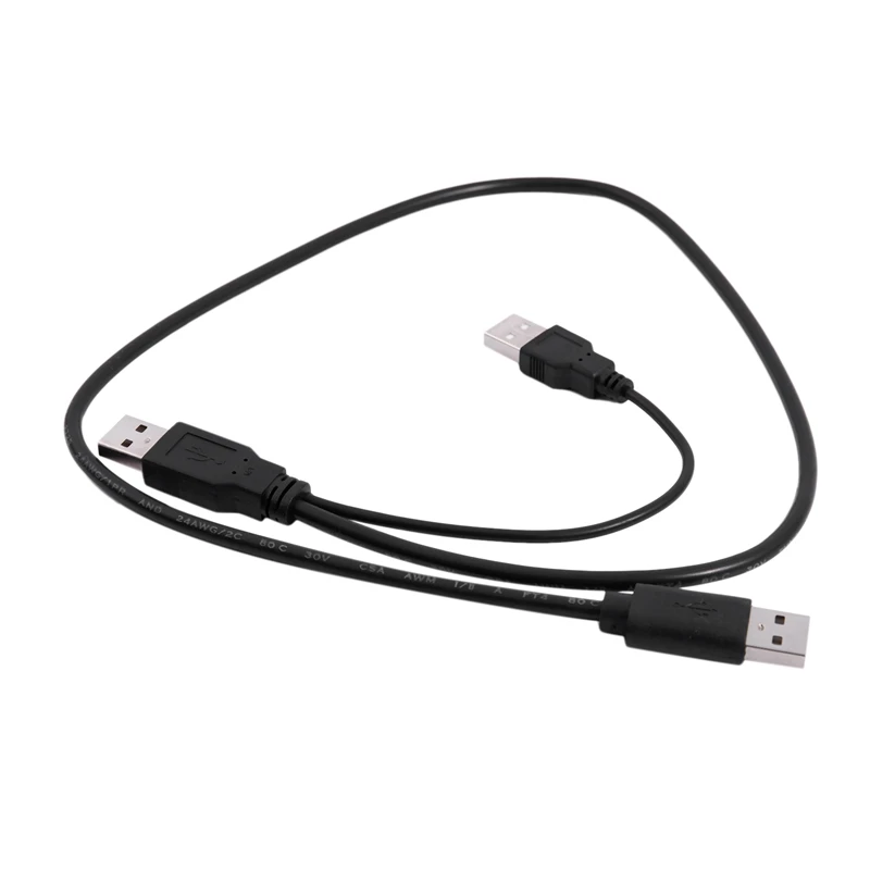 

USB 2.0 Type A Male to Dual USB A Male Y Splitter Cable Cord Black