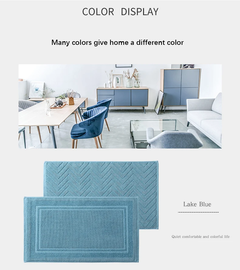 AHSNME 100 % Baumwolle 75 x 45 cm Badematte Küche Badezimmer Tür Boden Handtuch Badewanne rutschfestes saugfähiges Handtuch Royal Hotel Badezimmermatte – Detail 7